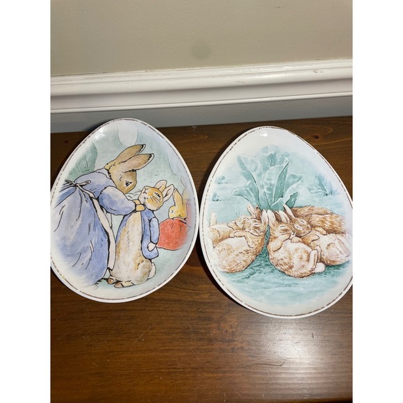Pottery Barn Kids Other - Pottery Barn Kids Peter Rabbit Melamine Egg Plates Set of 2 Easter Beatrix Potte